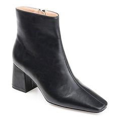 Instantly elevate any outfit with the Haylinn by Journee Collection. This square-toe bootie keeps it effortlessly chic with faux leather uppers. A zipper entry makes them easy to slip into  and a block heel paired with a 4 mm Tru Comfort Foam footbed makes them a breeze to walk in. Womens Low Heels, Heel Boot, Women's Ankle Boots, Block Heel Boots, Classic Boots, Sleek Fashion, Womens Ankle Boots, Journee Collection, Black Booties