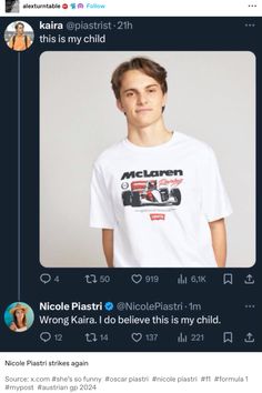 a t - shirt with an image of nicole platski on it and the caption that reads, i'm not going to do believe this is my child