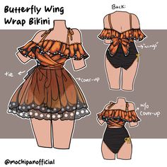 an image of a woman's body with butterfly wings on her top and bottom