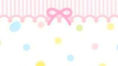 a pink bow on top of a polka dot wallpaper with white and blue dots