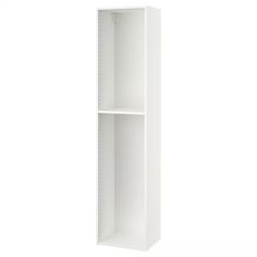 a white bookcase with three shelves on each side