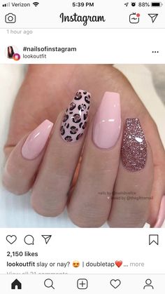 Gold Leopard Nails, Nail Polish Art Designs, Blush Pink Nails, Gold Acrylic Nails, Gel Nail Art Designs, Leopard Print Nails, Pink Ombre Nails, Ombre Nails Glitter, Nude Nail Designs