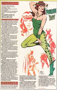 an old comic book page with a woman in green