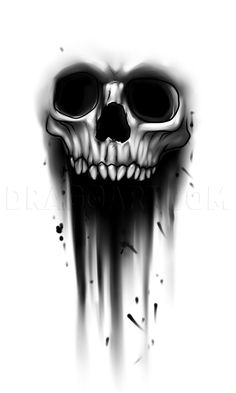 a black and white drawing of a skull