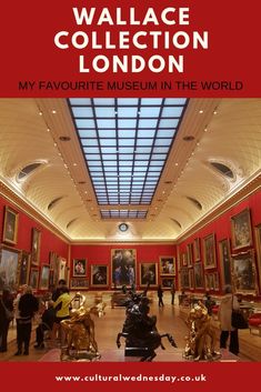 the inside of a museum with people looking at paintings on display and text that reads cultural wedding venues in london