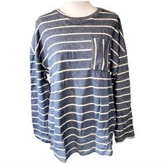 Nwt Addheat Long Sleeve Striped Light Weight Sweater Size M. There Is A Pocket On Front Of Sweater. Colors Are Blue With Cream Colored Stripes. Sweater Colors, Cropped Zip Up Hoodie, Knit Sleeveless Top, Crewneck Sweatshirt Women, White Knit Sweater, High Neck Sweater, Open Knit Sweater, Boatneck Sweater, Denim And Supply