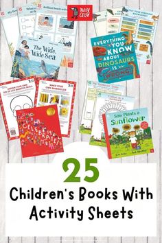 children's books with the title 25 children's books with activity sheets on them