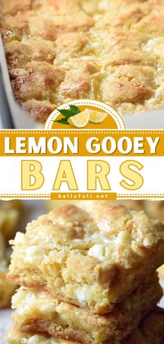 Lemon Gooey Bars, summer desserts, lemon recipes Ooey Gooey Cake, Summer Desserts Easy, Lemon Treats, Gooey Cake, Dessert Summer, Kreative Snacks, Cake Lemon, Lemon Bars Recipe