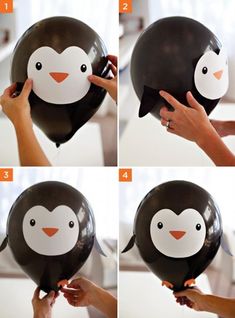 instructions for how to make a penguin balloon