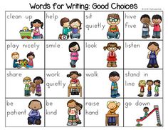 words for writing good choices with pictures