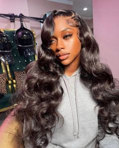 · ❤100% Full Frontal Lace Wig wig unprocessed 100% human hair wigs · ❤150% High density, full and thick, lace front human hair wigs, natural hairline with baby hair. · ❤Natural color human hair, no chemical. Can be dyed bleached, straightened and curled as restyled you like. · ❤Average cap size (21.5 Inches circumference) and transparent lace Highlighted Information Lace Wig Type 13x4 Full Frontal Lace Wig Texture Body Wave Hair Material 100% Human Hair Lengths 20 - 28 inch Density 180% Lace Typ Sew In Curls, Frontal Lace Wig, Long Hair Waves, Frontal Wig Hairstyles, Side Part Hairstyles, Birthday Hairstyles, Full Frontal, Waves Curls, Frontal Hairstyles