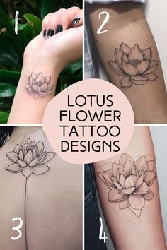 lotus flower tattoo designs on the upper arm and lower arm, which are also in different styles