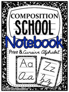 the composition school notebook print and cursive alphabet