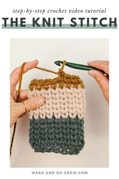 the knit stitch is being worked on by two hands