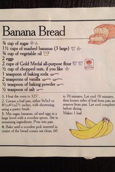 a banana bread recipe with instructions on how to bake it in the microwave or oven