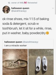 someone posted an image of their shoes on twitter, and the caption says it's halloween