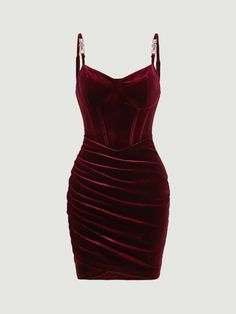 Burgandy Damas Dresses Quince, Dark Velvet Dress, Velvet Red Dress Short, Wine Colored Dress Short, Deep Red Dress Short, Cute Party Dresses Short, Dark Red Prom Dress Short, Short Dark Red Dress, Maroon Short Dresses