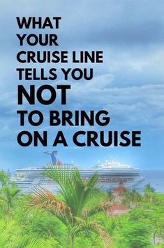 a cruise ship is in the background with text that reads, what your cruise line tells you not to bring on a cruise