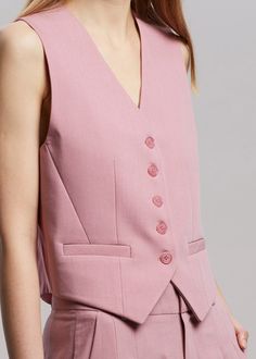 Gelso Waistcoat - Rose Vest The Frankie Shop Couture, Slim Suit Women, Waist Coat For Women, Rosé Suit, Fitted Waistcoat, Suit Details, Dressy Vest, Women Waistcoat, Womens Waistcoat