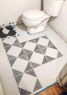 DIY Painted Stencil Tile Floors 