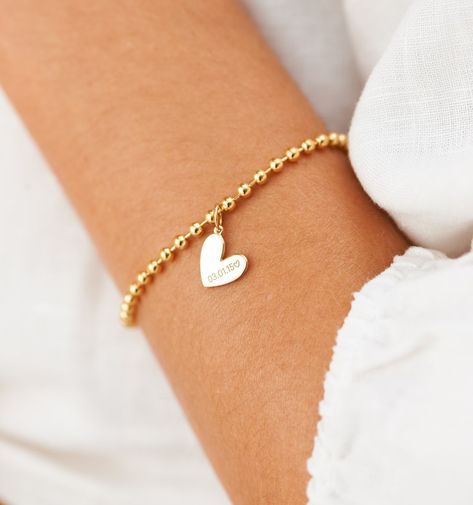 Heart Bracelet – Rellery Couture, Bracelet Tattoo, Dream Bracelet, Tattoo Bracelet, Heart Tag, Crystal Beads Bracelet, Stacked Jewelry, Name Bracelet, Small Heart