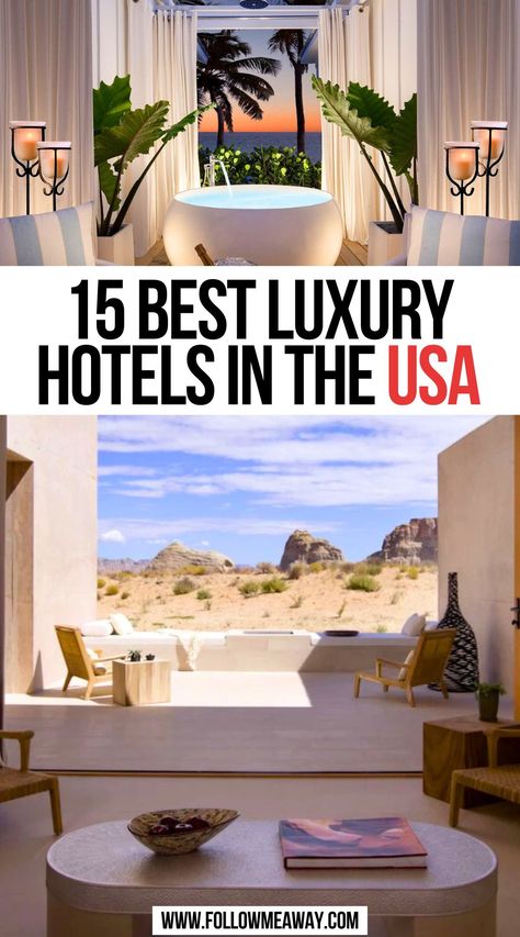 15 Best Luxury Hotels In The USA Best Spa Resorts In The Us, Luxury Suite Hotels, Luxury Hotel Room Bedroom Suites, Hotel Room Bedroom, Resorts In The Us, Resorts Usa, Bucket List Hotels, Fancy Hotel, Luxury Hotel Rooms