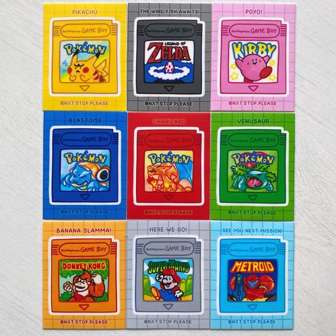 Game Boy Cartridge Doodle Sticker - Etsy Pikachu Game, Doodle Sticker, Game Cartridge, Phone Stickers, Donkey Kong, Metroid, Game Boy, Legend Of Zelda, Kirby