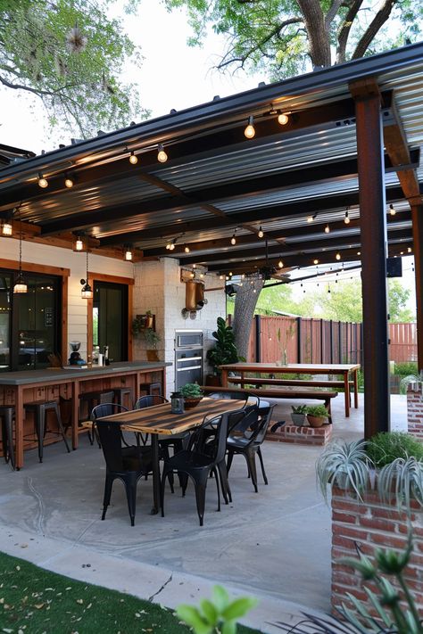 Improve your outdoor space cost-effectively with these 48 patio cover ideas, presenting ten budget-friendly options to enhance your outdoor oasis without breaking the bank. From DIY projects to clever design solutions, create a stylish and comfortable patio area on a budget. #CostEffectiveImprovements #PatioCoverIdeas #BudgetFriendly Metal Building Patio Ideas, Cheap Patio Roof Ideas On A Budget, Diy Detached Covered Patio, 16x16 Patio Ideas, Extending Back Patio, Diy Backyard Patio Cover, Covered Patio Attached To Garage, Patio Coverings On A Budget, Covered Patio Not Attached To House