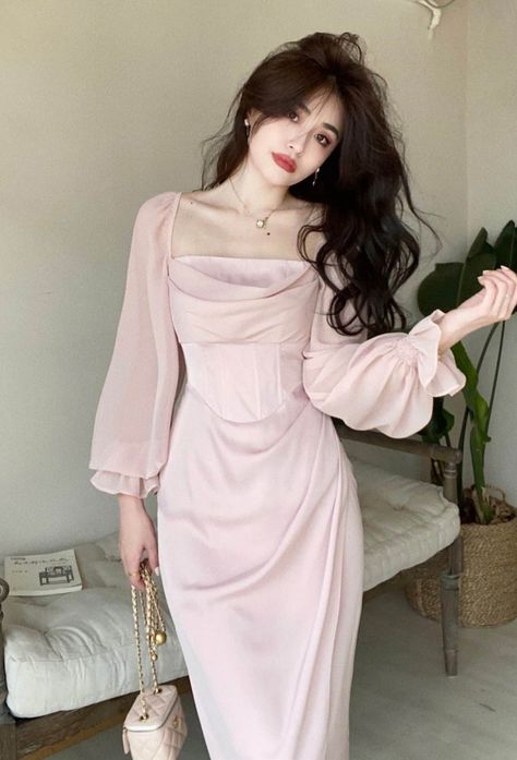 Korean One Piece Dress, Korean One Piece, Dresses Women Casual, Gaun Koktail, Midi Wedding Dress, Midi Dress Chic, Fairy Dresses, Street Dress, Lace Vintage