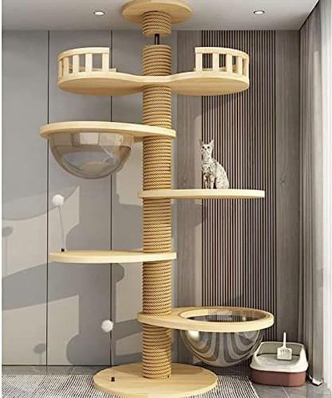 Cat Tree, Cat Tower For Indoor Cats Floor To Ceiling,Multi-Level Cat Furniture Condo For Large Cats With Hammock, Cat's Nest And Scratching Posts,A,Constructive23 Outdoor Cat Tower, Homemade Cat Tower, Modern Cat Tower, Tree Cat Tower, Cat Climbing Tower, Climbing Tower, Cat Towers, Tree Cat, Indoor Cats