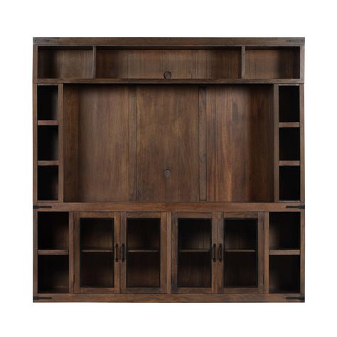Introducing the Waylon Rustic Brown Entertainment Center, a remarkable addition to your home. Brown Entertainment Center, Industrial Media Console, Floating Media Console, Wall Mount Tv Stand, Tv Center, Wood Entertainment Center, Floating Tv Stand, Tov Furniture, Entertainment Wall