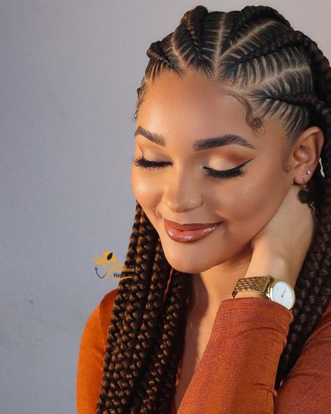 Braided Hairstyles 6 Braids, Braid Going Back, Six Braids Hairstyle, Long Hair Braid Styles Black Women, Cute 4 Braid Hairstyles, Swim Hairstyles For Black Women, Braids Ideas Cornrows, Cool Cornrow Braids, 6 Braid Hairstyles