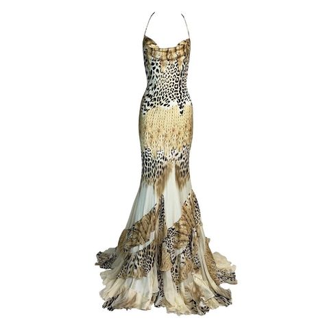 Couture, Fancy Gown, Slip Gown, Country Italy, Roberto Cavalli Dress, Cavalli Dress, Diy Clothes Design, Halter Gown, Animal Print Fashion