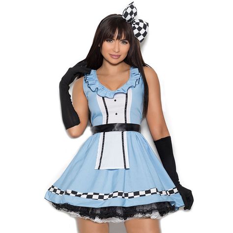 Storybook Alice Costume Includes Sleeveless Mini Dress With Checkered Pattern Detail, Ruffle Trim And Hidden Back Zipper, Apron, Oversized Bow Head Piece And Elbow Length Gloves. Four Piece Set. Hosiery And Petticoat Sold Separately, Purchase Together And Save. Other Accessories Not Included. Light Blue, White And Black. New In Package. 90% Polyster/10% Spandex Size Xl While Lying Flat Measures: About 33" Long, About 18.5" Across From Armpit To Armpit, And About 16" Across The Waistband. V Neck Dress Long, Multicolor Floral Dress, Black Ribbed Dress, Alice Costume, Bohemian Lace Dress, Black Sparkly Dress, Black Sequin Mini Dress, Alice In Wonderland Costume, Elbow Length Gloves