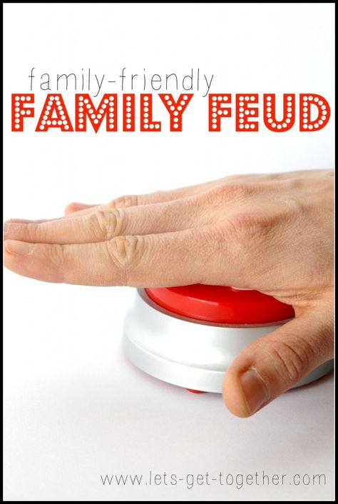 Family-Friendly (G-rated!) Family Feud - readyt-to-print question lists for a DIY gameshow! #familyfeud #familyfun #gameshow Family Ministry, Family Feud Game, Huge Family, Reunion Games, Family Reunion Games, Youth Group Games, Reunion Ideas, Family Fun Night, Family Home Evening