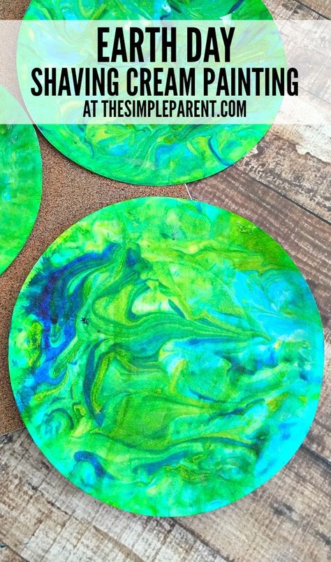 Earth Day Games, April Preschool, Shaving Cream Painting, Earth Activities, Planet Crafts, Activities Elementary, Earth Week, Earth Craft, Earth Day Projects