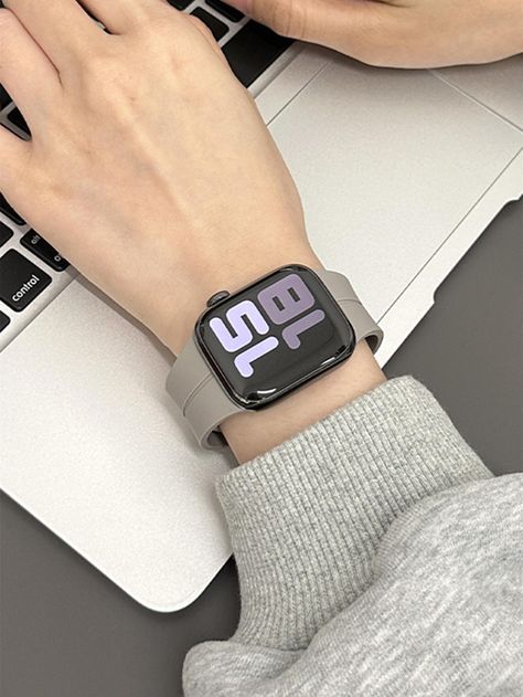 Light Grey  Collar  Silicone  Smartwatch Bands Embellished   Smart Watches & Accs Apple Watch Midnight Women, Apple Watch Space Grey, Apple Watch Silicone Band, Watch Apple, Apple Watch 42mm, Watch Accessories, Smart Watches, Silicon Bands, Apple Watch Strap