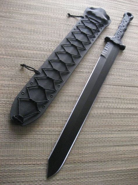 Miller Bros. Blades Custom M-16 Tactical Sword. 24" Blade, Double Handed, Kydex sheath. This sword has a custom tip profile and jimping on the spine near the handle.: Doomsday Prepping, Survival Gear, Machetes Tactical, Tactical Swords, Kydex Sheath, M 16, Cool Knives, Kydex, Axes