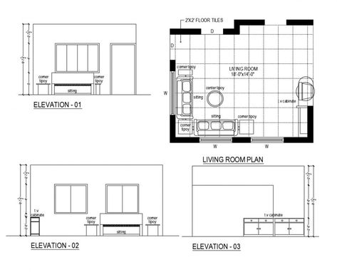 Living room plan elevation detail of a house dwg file Living Room Plan And Elevation, Living Room Elevation Drawing Interior Design, Living Room Size Plan, Plan Elevation Section Of House, Plan Section Elevation Drawings, Bedroom Elevation Drawing, Elevation Drawing Interior, Living Room Elevation Drawing, Plan And Section Drawing