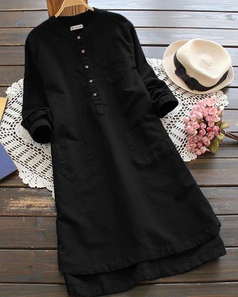 Áo Blu, Plus Size Shirt Dress, Robes Vintage, Cotton Shirts Women, Designer Kurtis, Vintage Long Sleeve, Long Midi Dress, Modieuze Outfits, Vestidos Vintage