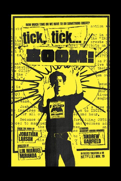 Poster For Theater, Tick Tick Boom Wallpaper, Andrew Garfield Poster, Tick Tick Boom Poster, Andrew Garfield Tick Tick Boom, Poster Concept Design, 90s Poster, Xander Cage, Musical Wallpaper