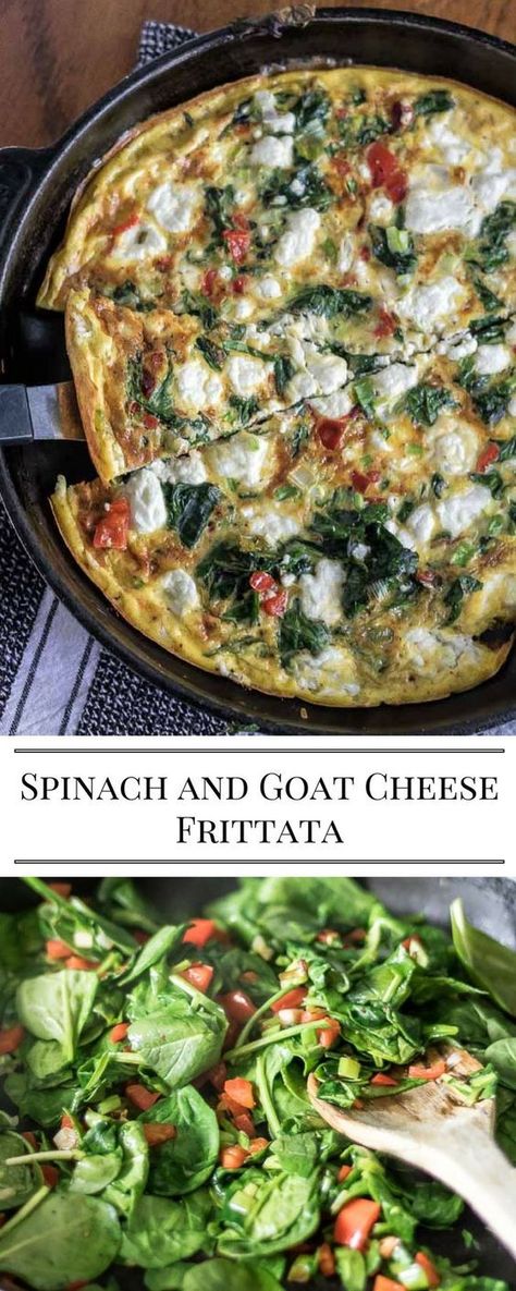 I love frittatas! They are quick, nutritious and packed full of veggies. Great for a quick dinner or a holiday morning breakfast or brunch.  Spinach and Goat Cheese Frittata Chapati, Holiday Morning Breakfast, Spinach And Goat Cheese, Goat Cheese Frittata, Spinach Frittata, Holiday Morning, Goat Cheese Recipes, Cheese Frittata, Frittata Recipes