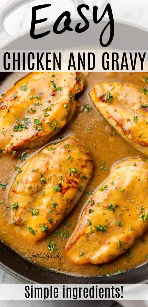 Chicken And Chicken Gravy Recipes, Healthy Chicken Gravy Recipe, Fried Chicken With Gravy Recipes, One Pan Chicken And Gravy, Chicken Gravy Meals, Chicken In Sauce Recipes Easy, Chicken With Chicken Gravy, Chicken Cutlet With Gravy, Chicken Cutlets With Gravy