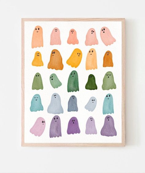 Halloween Art, Ghost Ghouls, Halloween Fest, Ghost Print, Ghost And Ghouls, Dessin Adorable, Wall Art Gift, Diy Halloween, Spooky Season