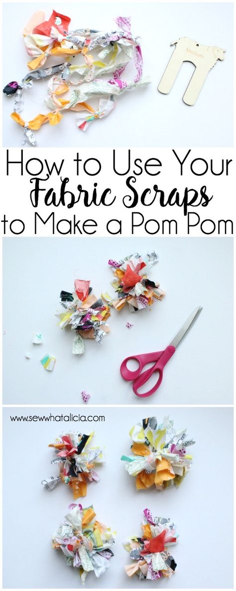 Tela, Patchwork, Fabric Crafts No Sew, Fabric Crafts Diy, Diy Fabric Crafts, Scrap Fabric Crafts, Scrap Fabric Projects, Pom Pom Crafts, Beginner Sewing Projects Easy