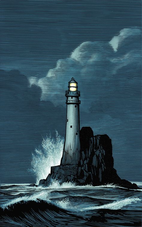 Chris Wormell, Procreate Drawing Ideas, Procreate Drawing, Lighthouse Painting, Graphisches Design, Lighthouse Art, People Figures, Boy Illustration, His Dark Materials