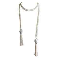 Pearl Tassels, Gatsby Jewelry, White Diamond Rings, Extra Long Necklace, Flapper Necklace, White Gold Diamond Earrings, Graduation Jewelry, Long Tassel Necklace, Woven Necklace