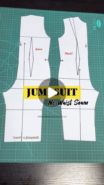 Easy Diy Jumpsuit, Jumpsuit Pattern Drafting, How To Sew A Jumpsuit, Sewing Patterns Jumpsuit, How To Make Jumpsuit, How To Make A Jumpsuit, Jumpsuit Pattern Sewing Tutorials, Diy Jumpsuit Pattern, Jumpsuit Designs