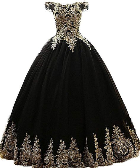 Black And Gold Quince Dress, Black And Gold Quinceanera Dresses, Black And Gold Ball Gown, Ball Gowns Gold, Black And Gold Gown, Gold Ball Gown, Vestido Charro, Gowns Online Shopping, Long Party Gowns