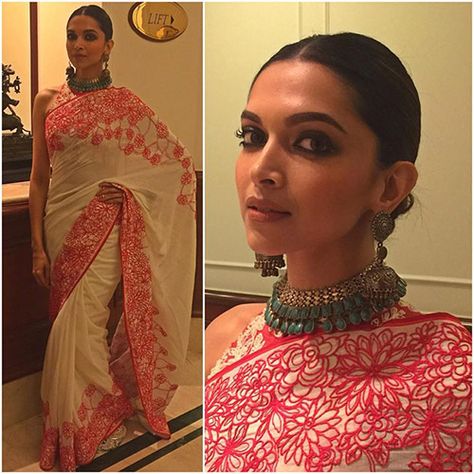 Deepika Padukone Saree, Bridal Jewellery Inspiration, Traditional Hairstyle, Deepika Padukone Style, Short Hair Bun, Celebrity Makeup Looks, Sleek Bun, Ethnic Looks, Madhuri Dixit